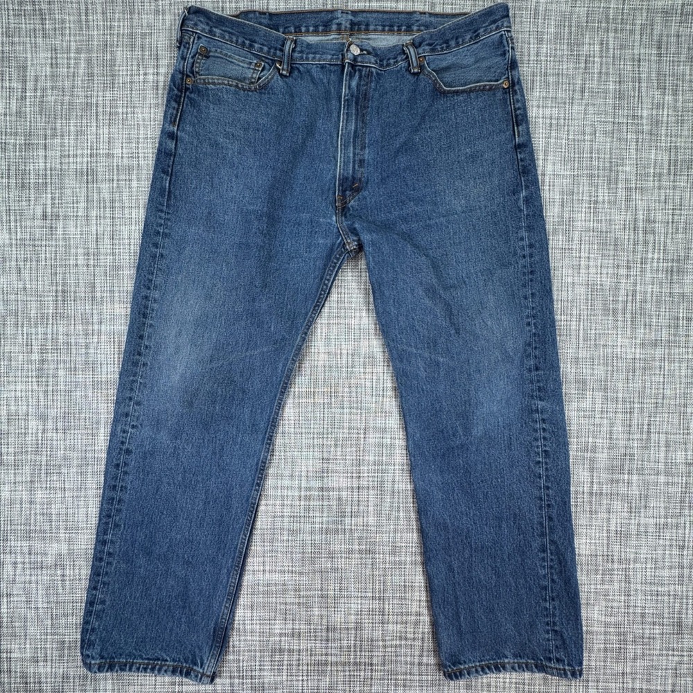 Levis 505 Mens 40x30 Jeans Regular Fit Straight Leg Blue Cotton Denim Zip Fly